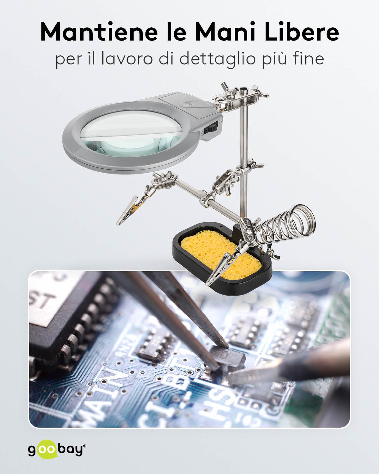 Fixpoint 51226 Sostegno Per Saldatura con Lente E Supporto in ghisa