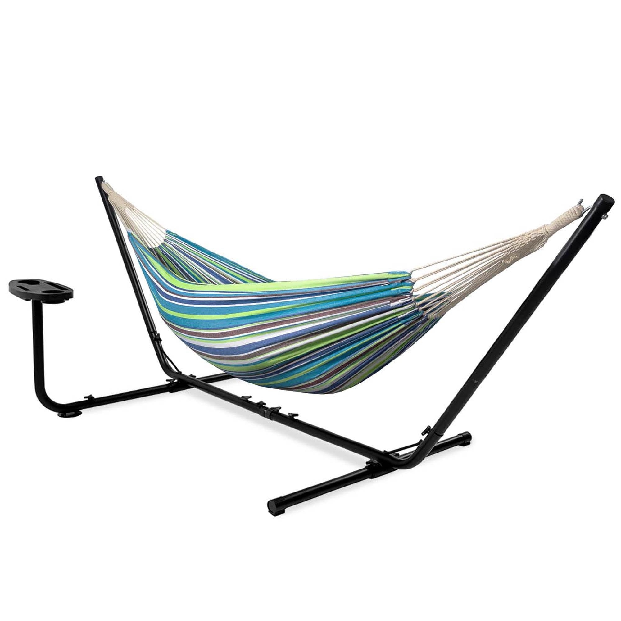 Vita5 Hamaca con Soporte – Estructura Ajustable de 290 a 330 cm – Hamaca Grande de 80% Algodón y 20% Poliéster para Jardín, Terraza, Balcón y Camping – Incluye Bolsa de Transporte