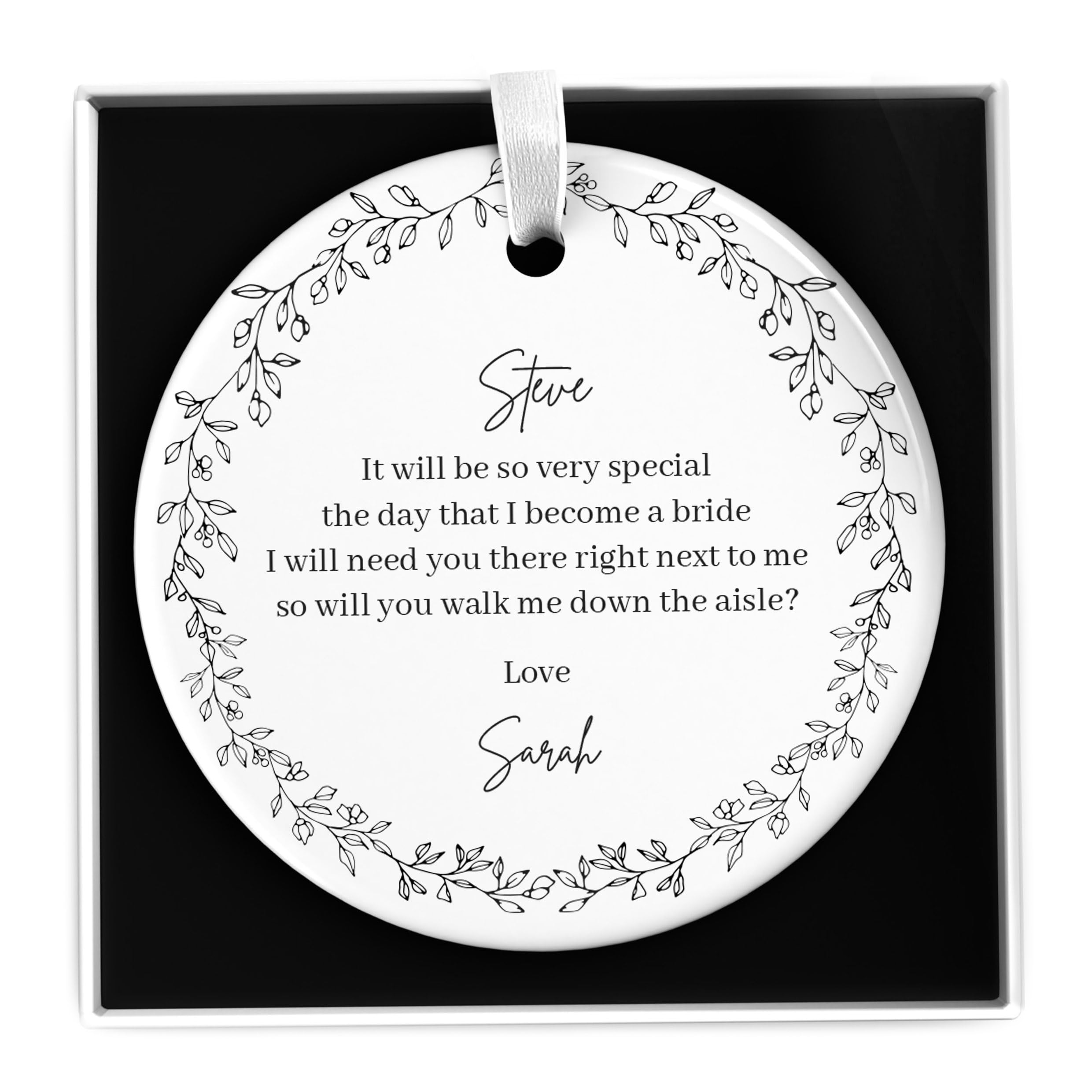 Beecreative Will You Walk Me Down The Aisle Dad, Stepdad, Mum - Personalised Wedding Proposal For Grandad, Brother - With Gift Box