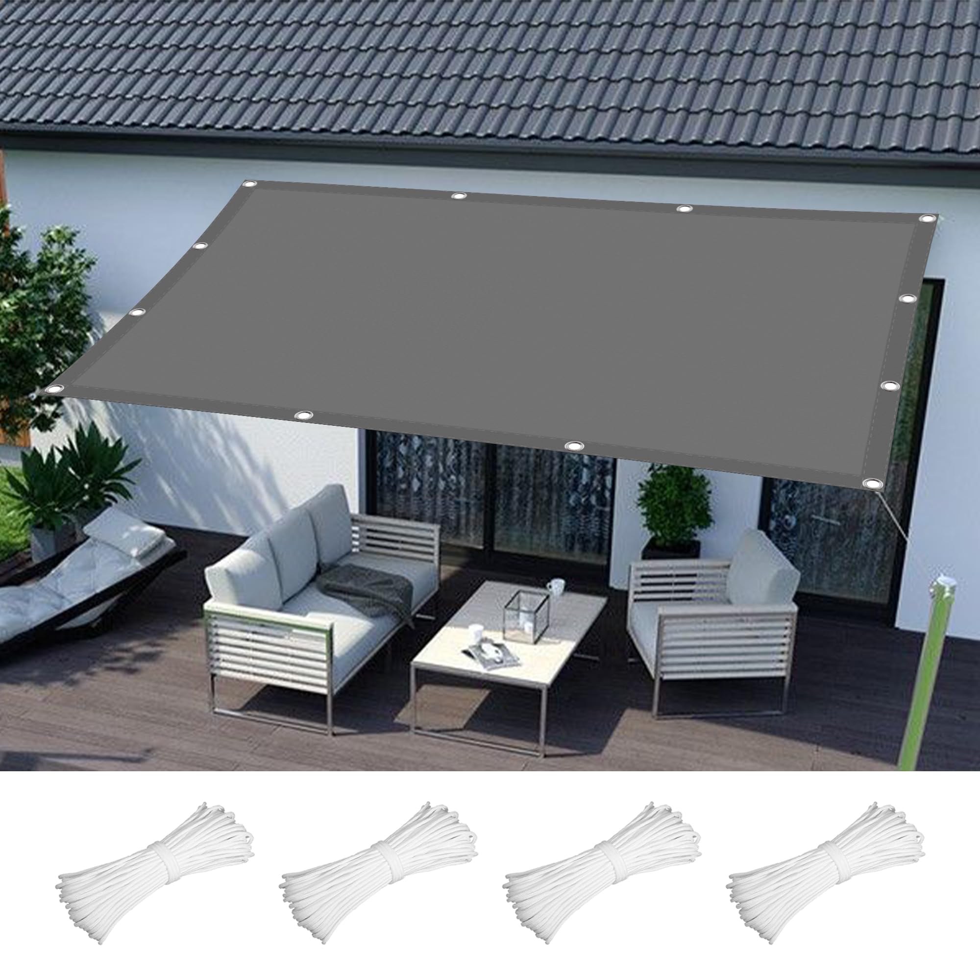 Toile d'ombrage rectangulaire 2x8.5 m pour créer un coin frais dans les grands jardins