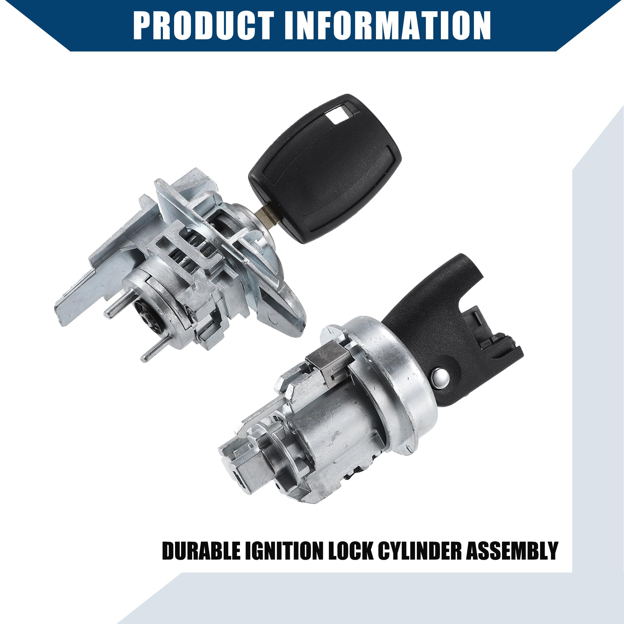 A ABSOPRO Encendido Cerradura Cilindro Llaves para Ford Fiesta 11-19 | Negro, Plateado, Plástico Y Metal, Oe: Be8Z11582B/Ae8Z11582D/Be8Z5421991B, Para Ford Fiesta S/Se/Sel/Ses/St/Titanio/St Line