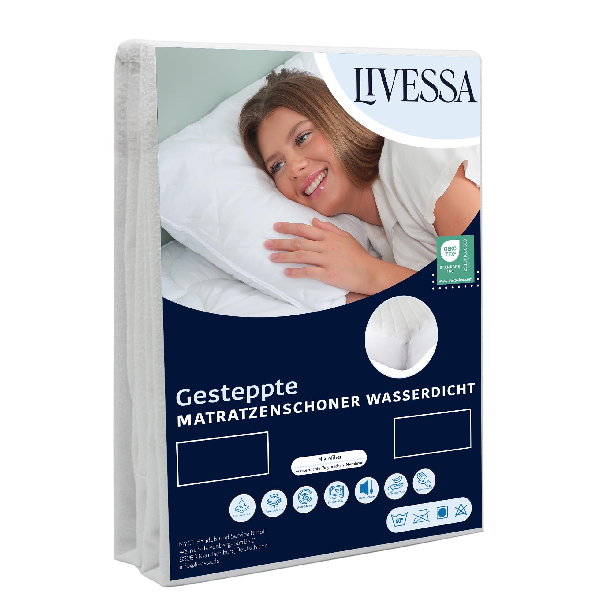 Livessa Gesteppte 200x220 Matratzenauflage wasserdicht, Weicher Mikrofaser-Matratzenbezug, Wasserdichter Matratzenschoner, Gesteppter Matratzenschoner dehnbar bis zu 30 cm (Weiß)