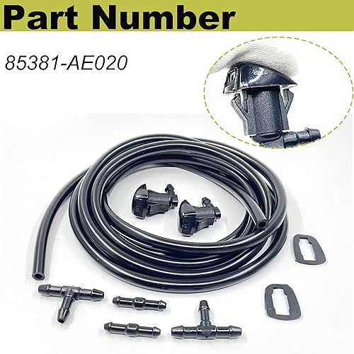 Miniatura 5 de 85381-AE020 Kit de boquillas para limpiaparabrisas compatible con Toyota Sienna Corolla Solara Tundra con junta de conectores de manguera de líquido