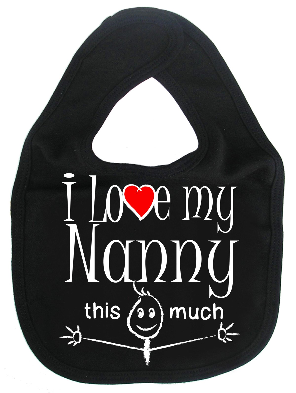 Image is Everything IiE, I Love My Nanny This Much, Grandson Granddaughter Baby Unisex Soft Cotton Feeding Bib, Black