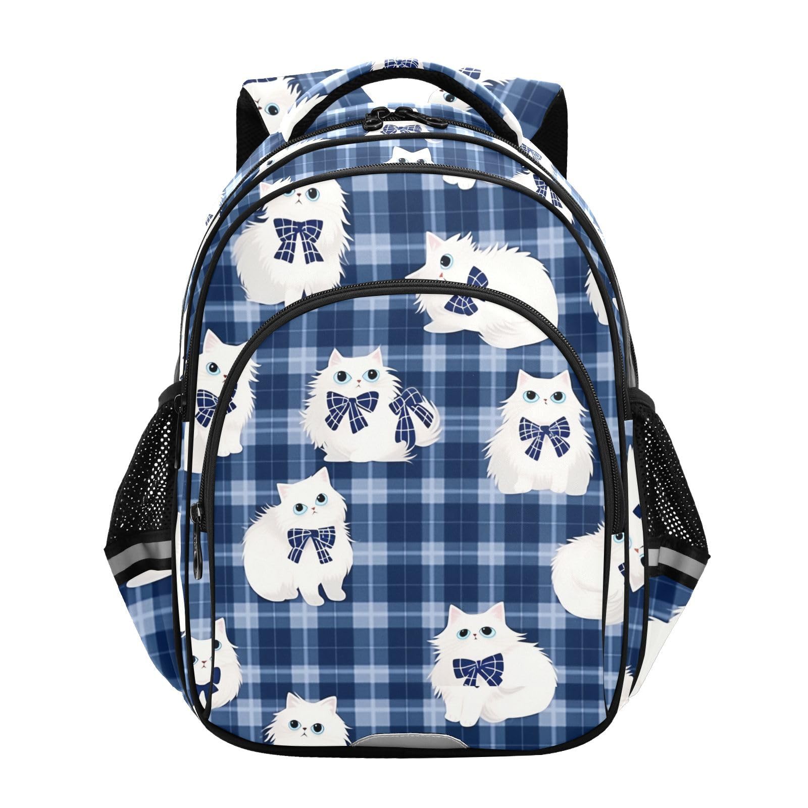Cute School Backpack for Girls Laptop Bags Children Casual Day pack Blue White Cute Cats mochilas pequenas para ninos M 16L