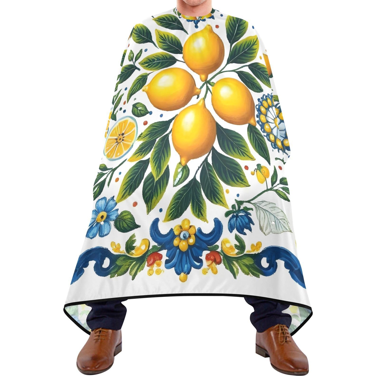 Hezely Lemon Print Hair Dye Cape, Barber Cape for Adults,Waterproof Salon Cape,Waterproof Hairdressing Styling Hair Cutting, 65