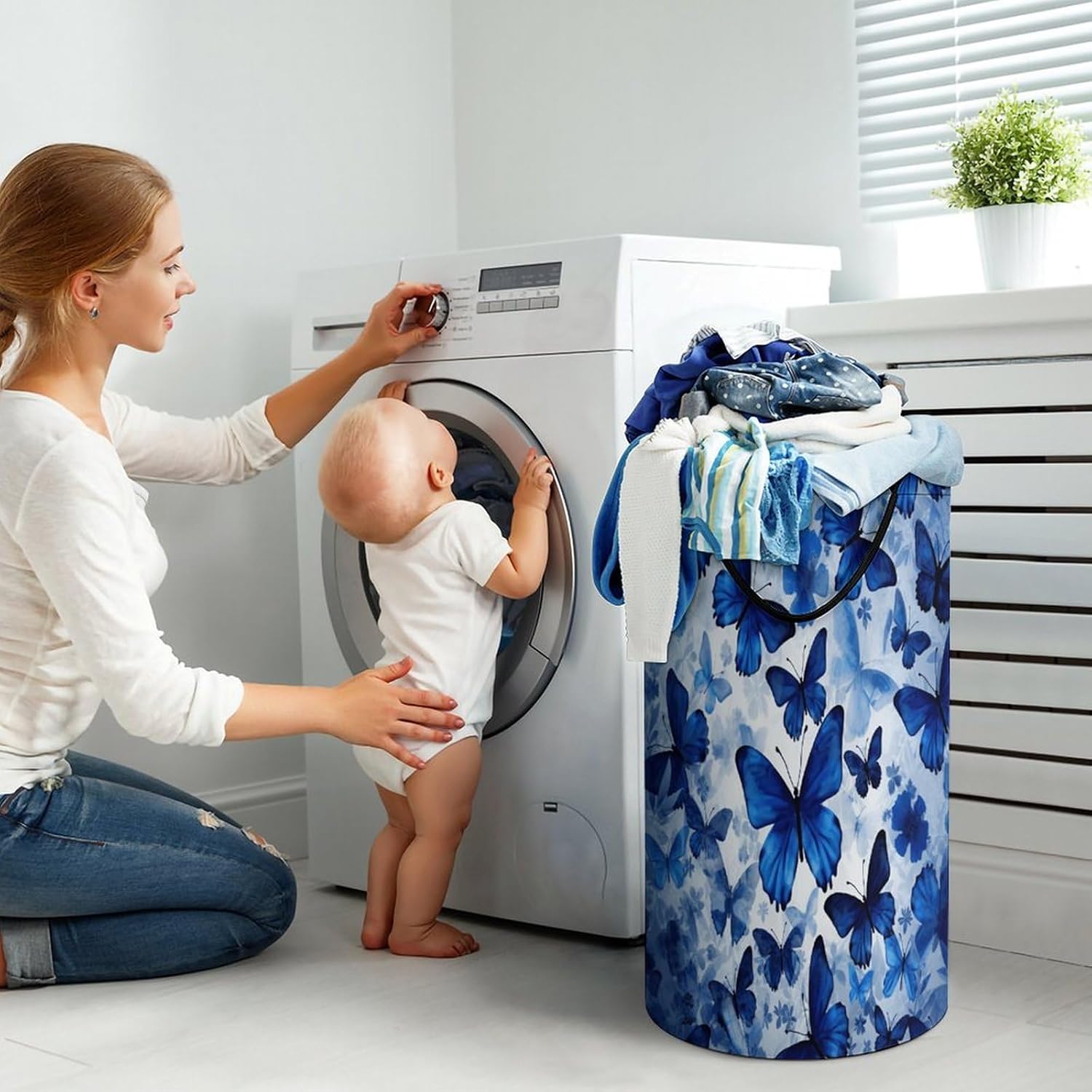 Dirty Clothes Basket Extra Large 110l Open Top Laundry Hamper With Portable Carry Handles, Foldable Waterproof Clothes Basket Spacious Laundry Bag For Bedroom Bathroom Laundry Room Dorm