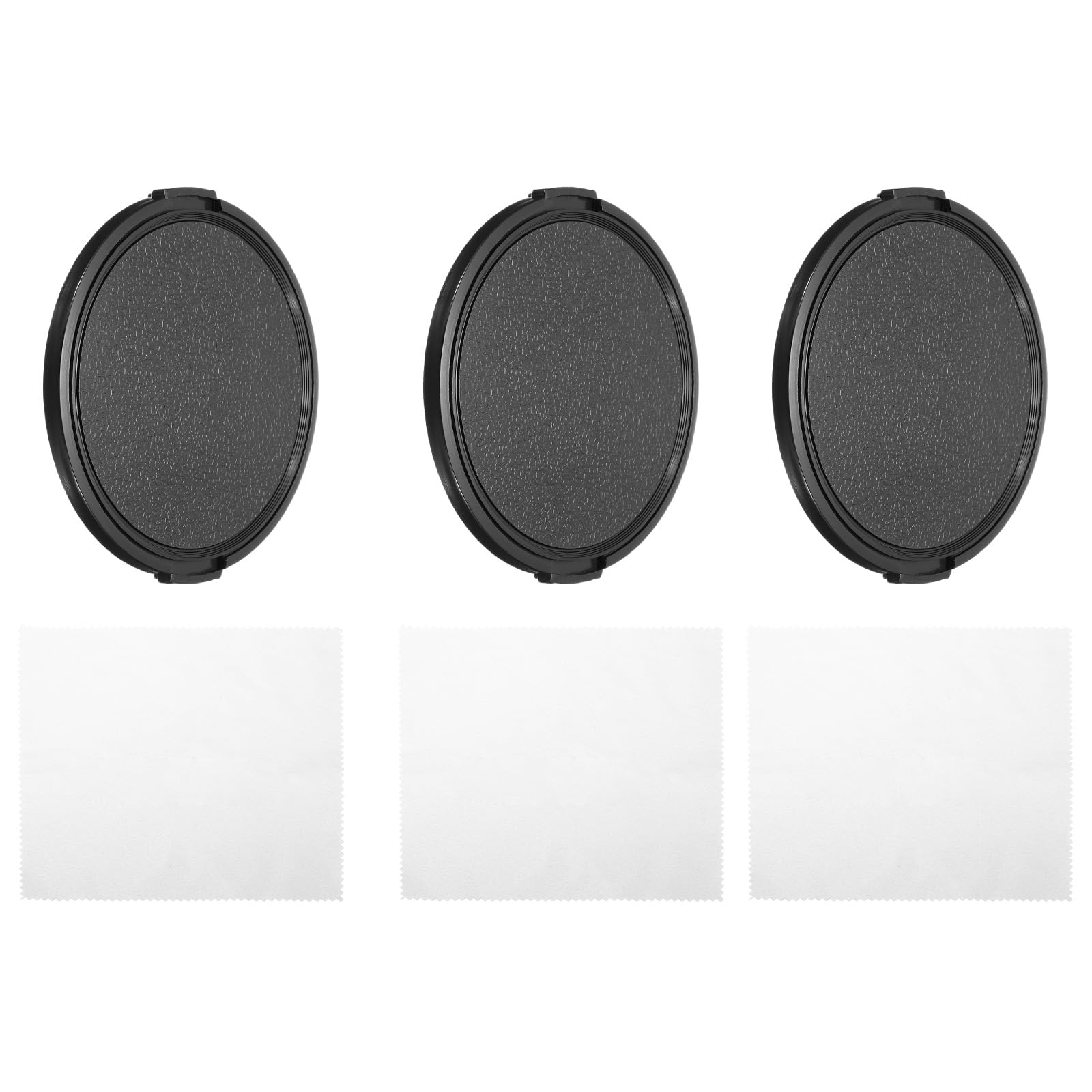 PATIKIL 82mm Lens Cap, 3 Pack Sides Pinch Snap Camera Lens Cover for Front Lens with Cleaning Cloth, Suitable for 82mm Thread Universal DSLR Lenses, Black