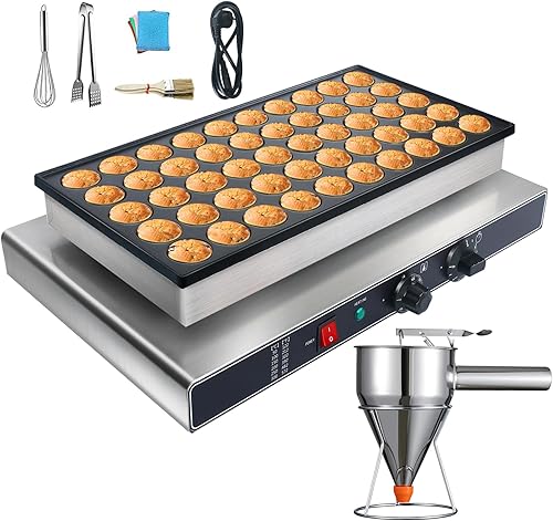 Miniatura 9 de Mini máquina para hacer panqueques de 110 V, 50 unidades, 1700 W eléctrica comercial antiadherente con dispensador de masa de panqueques, perfecto