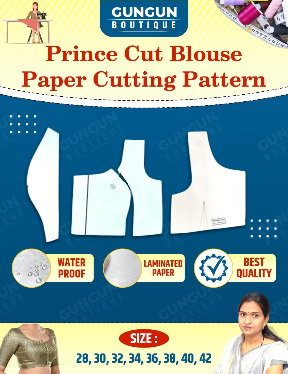 Princess Cut Blouse Paper Cutting Combo Farma Set | All Size 28 to 42 | Blouse Paper Cutting Patterns
