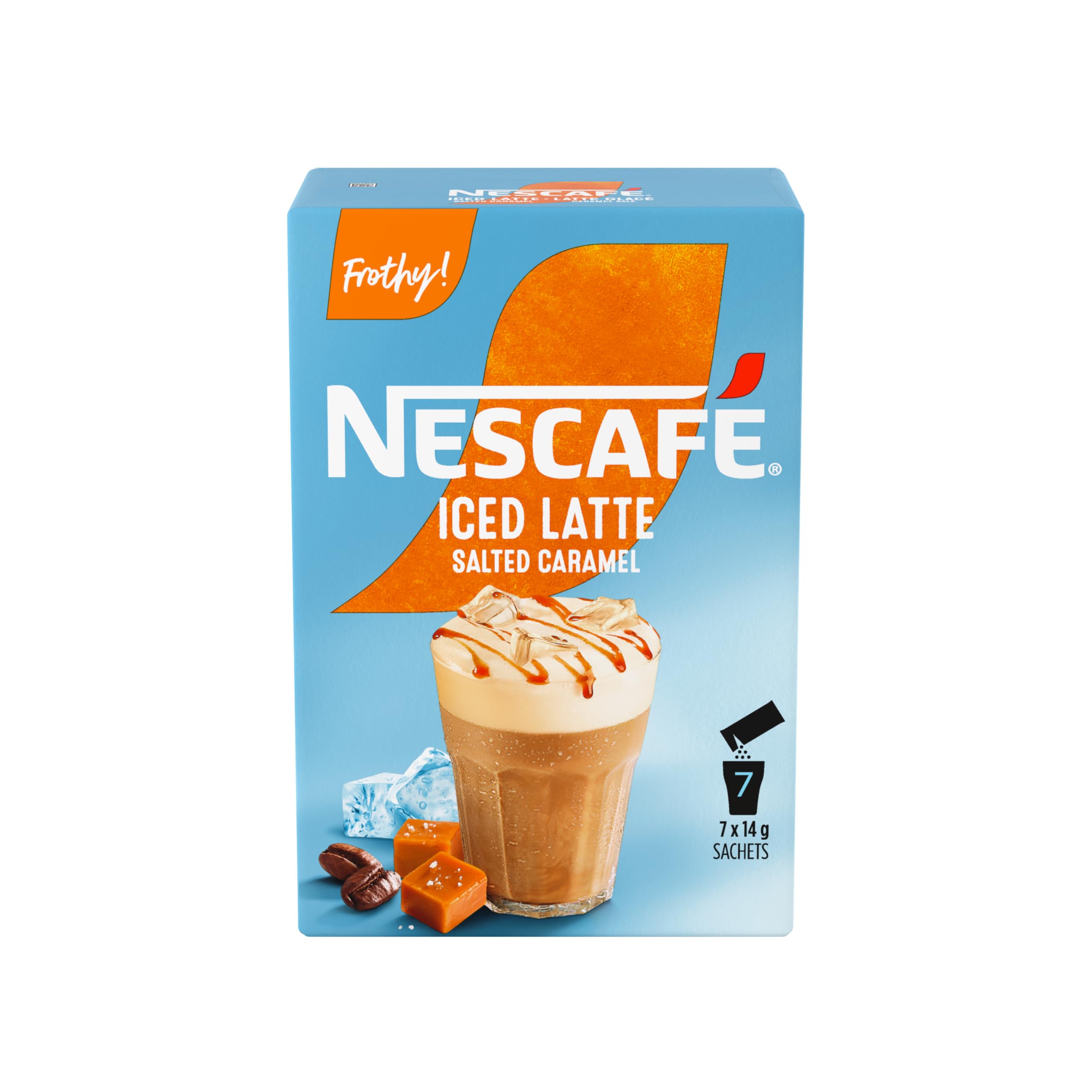 Iced Latte, Salted Caramel, Instant Coffee Sachets, 7ct x 14g (Imported from Canada)