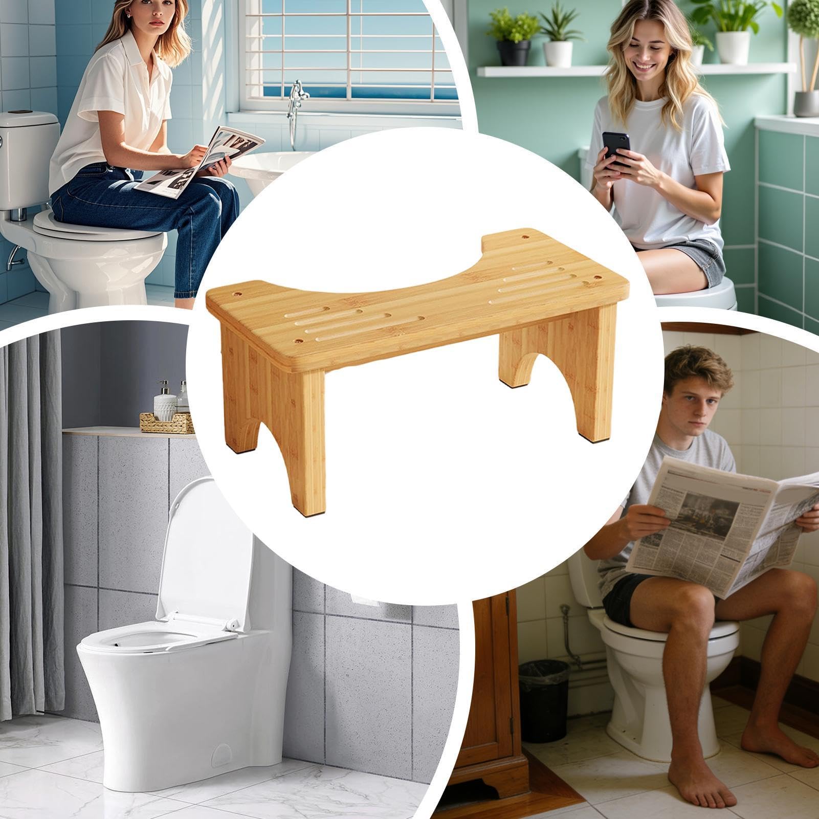Poop Stool Ergonomisch, Rutschfest, Tragbar, Holz | Töpfchen-Squat-Hocker für Kinder und Erwachsene für Zuhause, die Toilette, Hotel, Wohnheim, Wohnung und auf Reisen