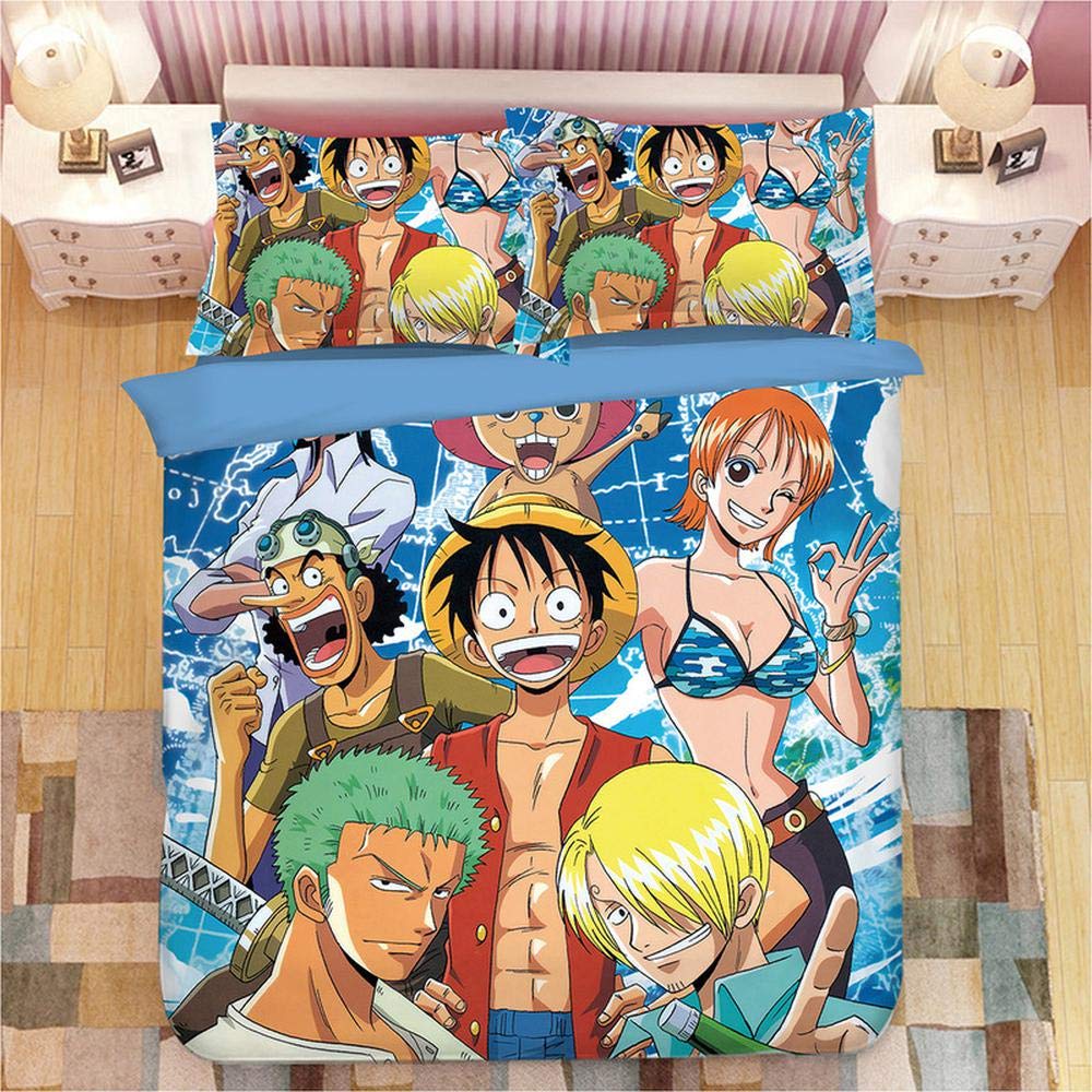 CCDUSE 3D ONE Piece Luffy Printing Duvet Cover Sets Comfortable Bedding Quilting Bedroom Set 100% Microfiber with 2 Pillowcases D-UK Superking(260x220) cm