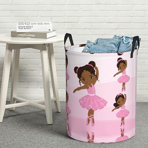 Miniatura 7 de Gbuzozie Cesta redonda de ropa sucia afroamericana para niñas, color negro, cesta de almacenamiento, organizador de ropa de juguete, para el hogar,