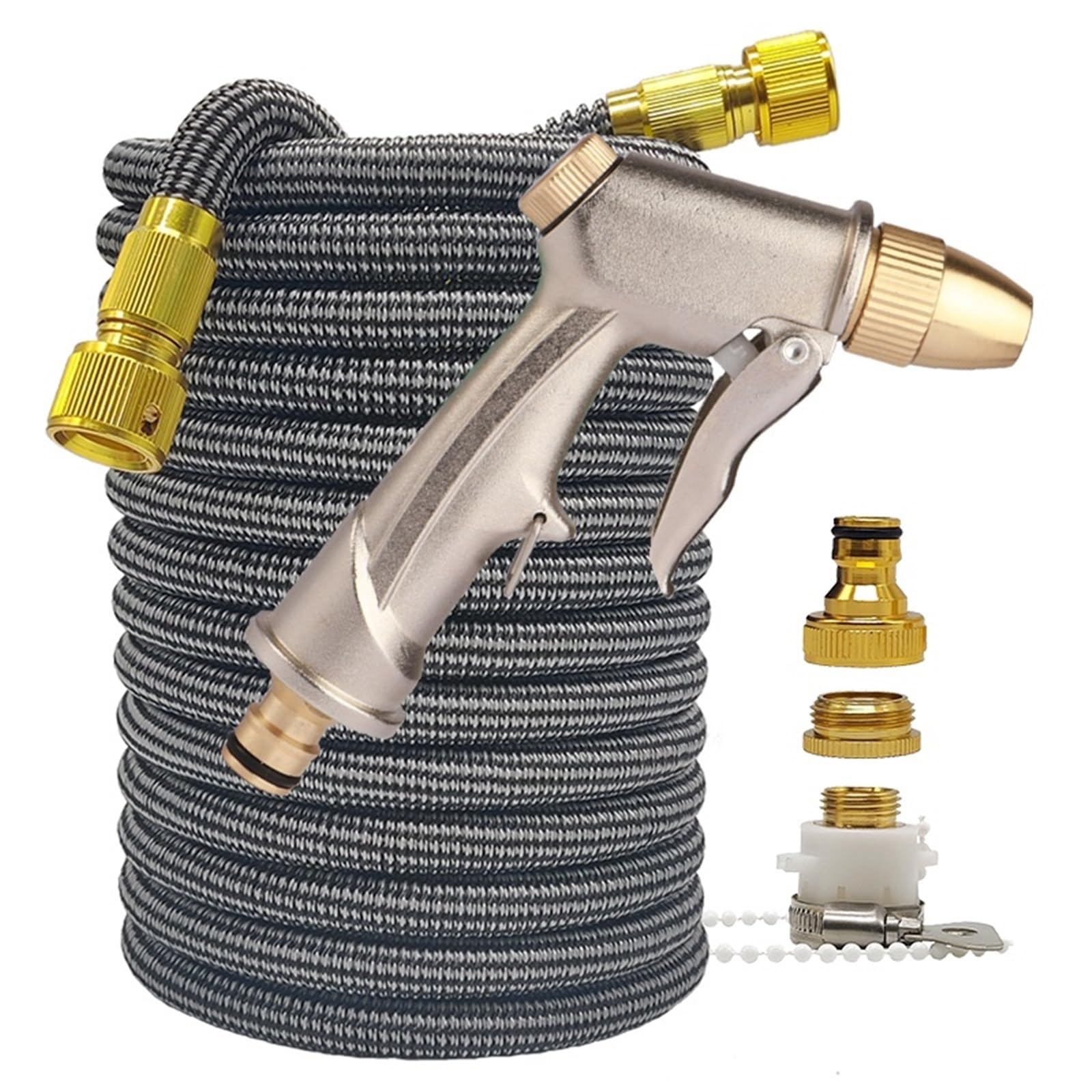Qeoqwqb Stripe Hose With Gun High Pressure Garden Water Hose Expandable Connector Reel Pipes For Irrigation Car Wash(,50Ft)