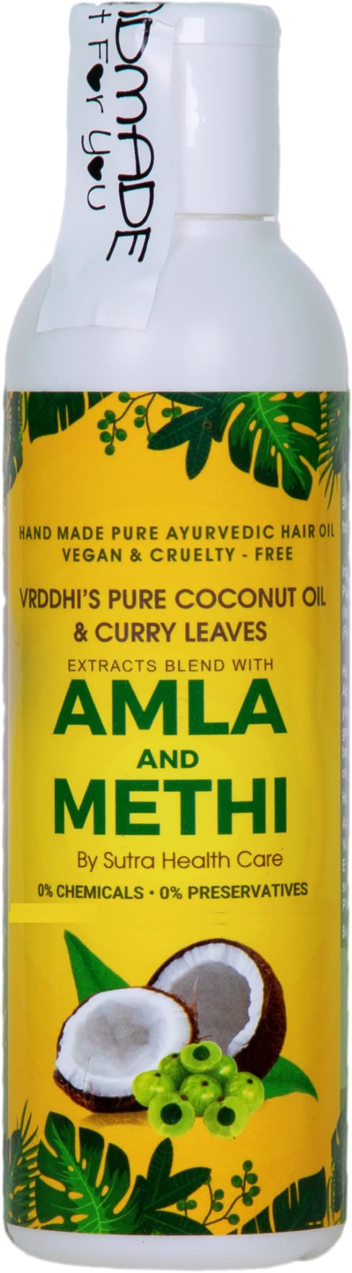 Vriddhi Amla Hair Oil with Methi (Fenugreek) and Curry Leaves for Reduce Hair Fall and Rejuvenate Hair Follicles - Ayurvedic Hair Growth, No Preservatives or Chemicals Hair Oil - 6.76 Fl Oz/200 ML