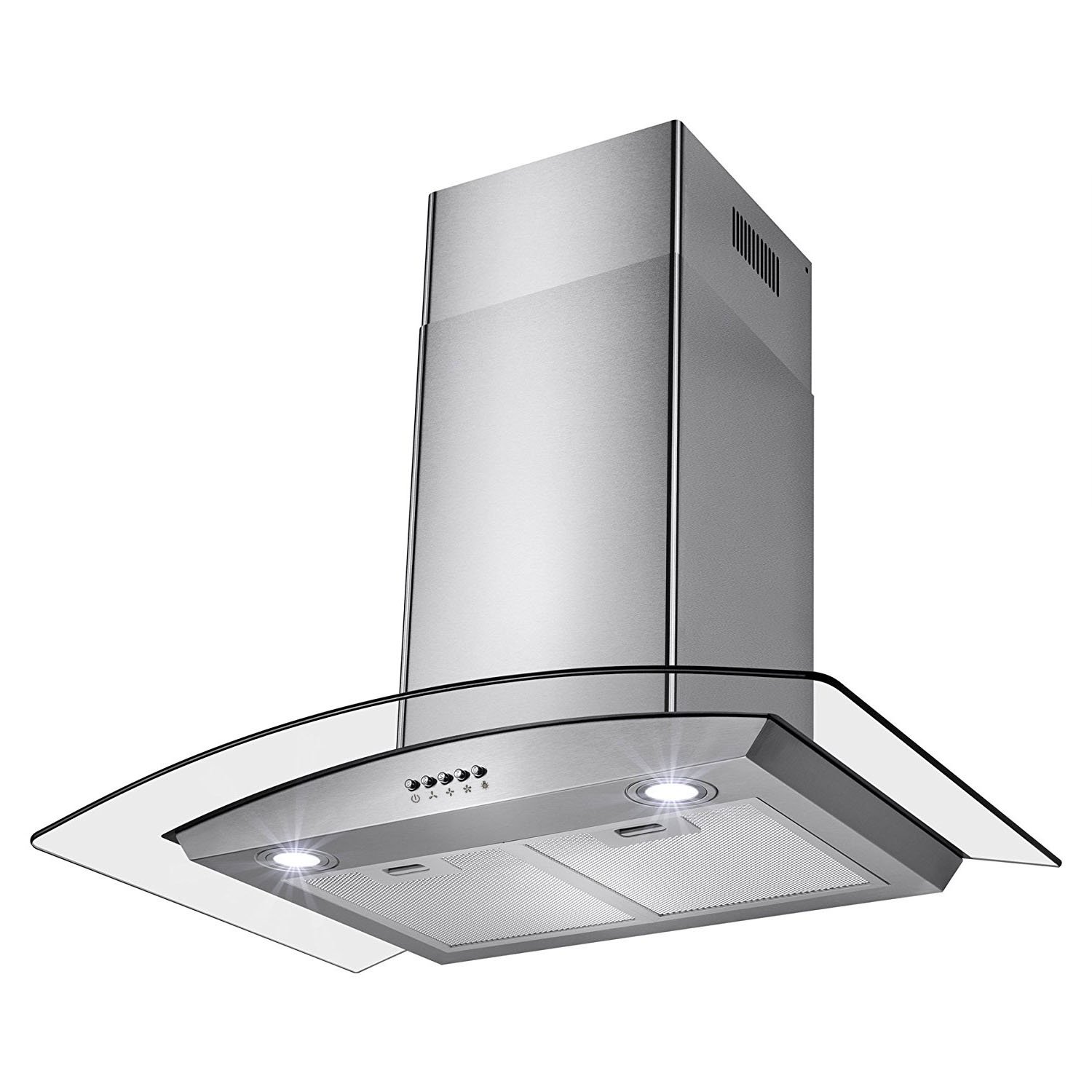 Oliver Smith Stove Hood 36" Inch - European Style Range Cooker Convertible Wall Mount - Stainless Steel Tempered Glass, Lights, Push Button Controls, Mesh Filter, 3 Speed Kitchen Appliance