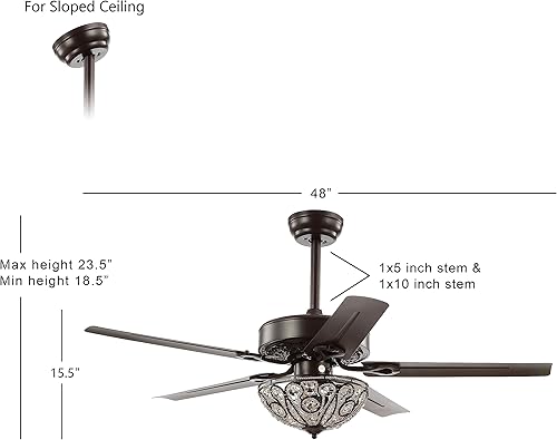 Miniatura 4 de JONATHAN Y JYL9704A Ali Ventilador de techo LED de hierro forjado de 48 pulgadas con 3 luces con control remoto, clásico, glamuroso, tradicional,