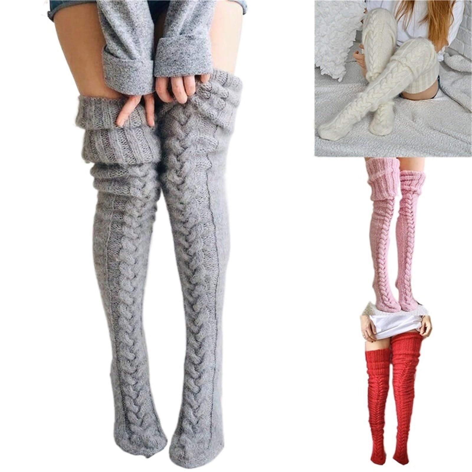 Scaldamuscoli Donna Scaldamuscoli invernali da donna, caldi e traspiranti, lunghi fino al ginocchio, in maglia di lana elasticizzata