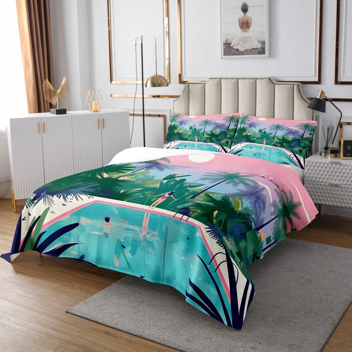 Homewish Cartoon Cat Bedspread Twin Size,Kawaii Colorful Kitten Bedding Sets 2Pcs for Kids Girls Boys Room Decor,Pet Animals Comforter Set Cute Cat Paw Print Quilt Coverlet,1 Pillowcase