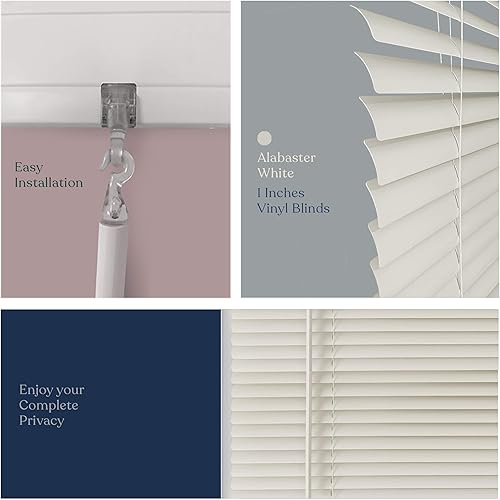 Miniatura 4 de MOOD Mini persianas  Persianas de 34 pulgadas para ventanas  Tratamiento de ventana de vinilo inalámbrico de 1 pulgada  Blanco alabastro  34 x 60