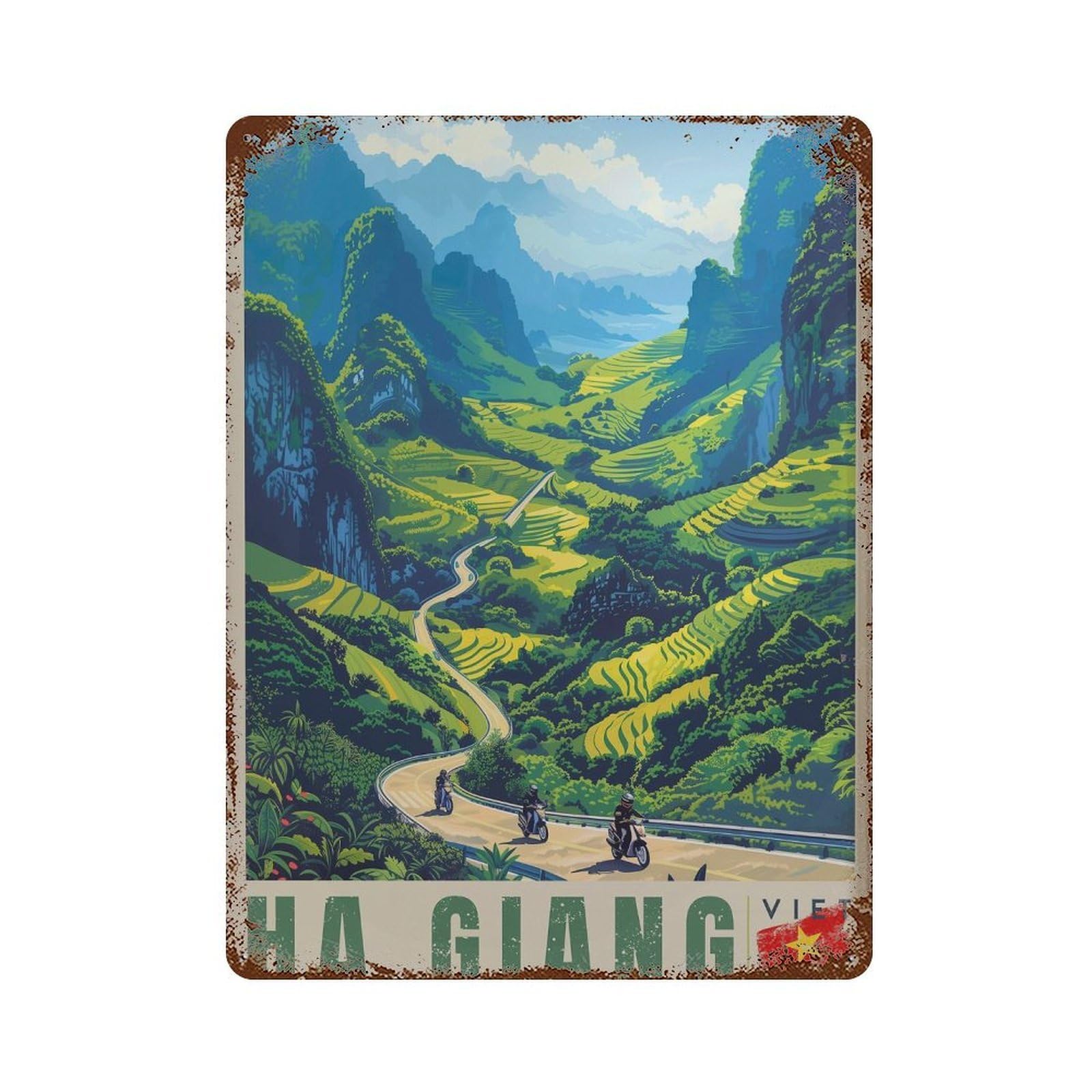 xiaoxiaoshen Ha Giang Loop Vietnam Travel Scenic Road Trip Wall Decor Art Metal Tin Poster Modern Home Decor Art Home Bar Shop Decorations Vintage Sign 40x30cm