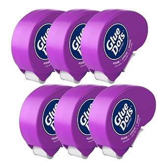 Glue Dots, Poster Dots Dot N Go Dispenser, Removable, Double-Sided, 3/8", .38 Inch, 1200 Dots, DIY Craft Glue Tape, Sticky Adhesive Glue Points, Liquid Glue Alternative, Clear, 6 Pack