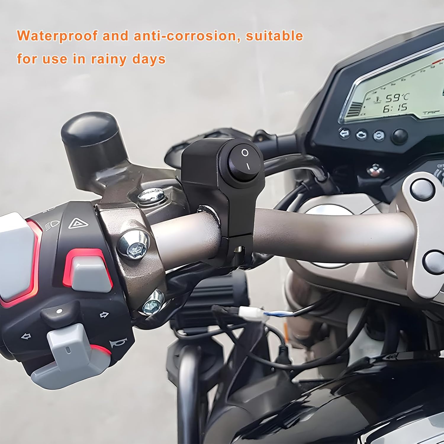 Motorcycle Handlebar Switch, 12V Waterproof Handlebar Light Switch with On-Off Push Button, Aluminum Alloy Toggle Switches for ATV UTV Scooters with 7/8"(22mm) Handlebars (1 PCS)