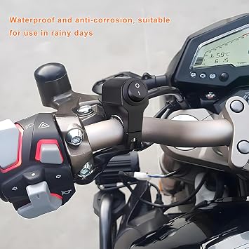 Motorcycle Handlebar Switch, 12V Waterproof Handlebar Light Switch with On-Off Push Button, Aluminum Alloy Toggle Switches for ATV UTV Scooters with 7/8(22mm) Handlebars (1 PCS)