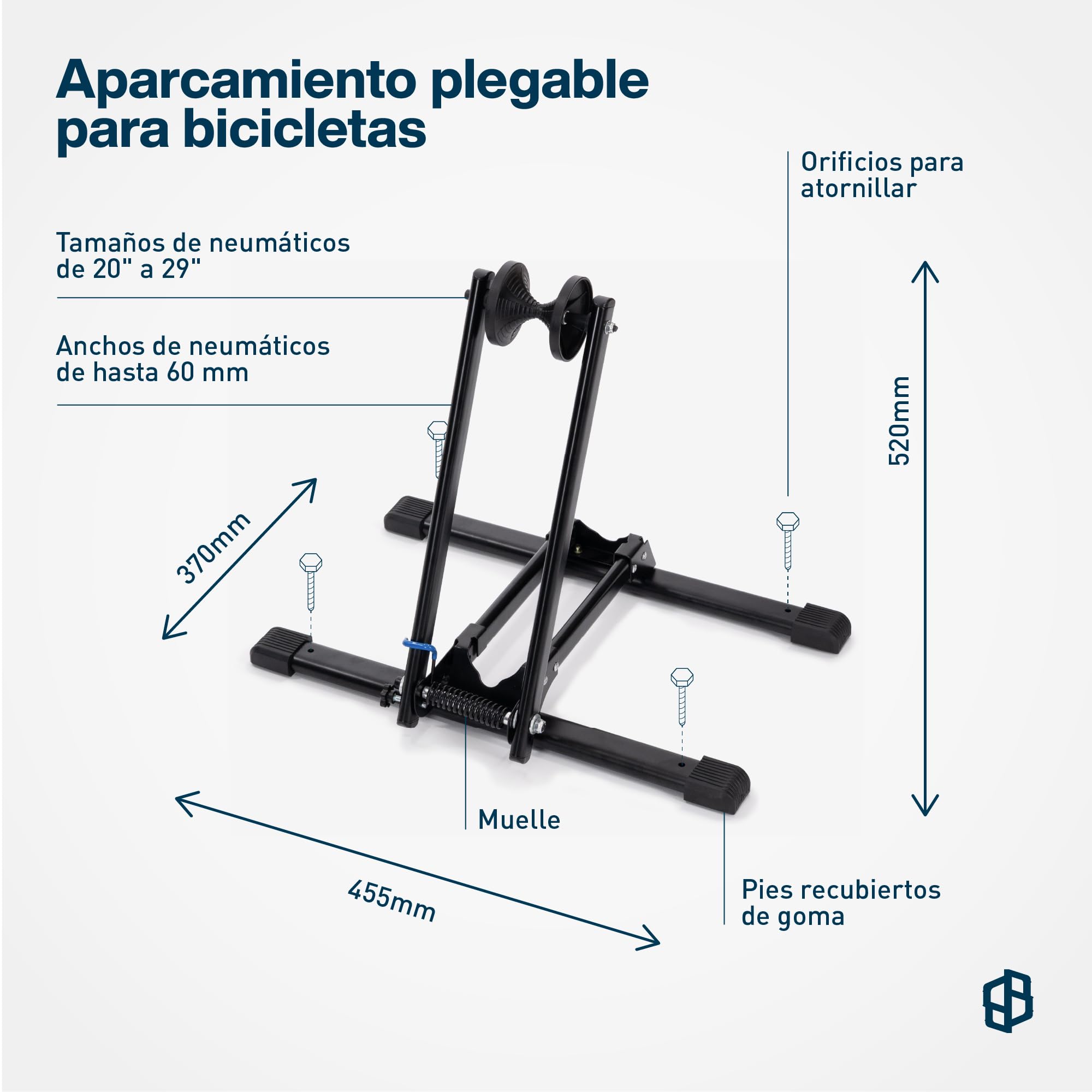 Soporte para Bicicleta de hasta 29 Pulgadas, Soporte para Rueda Delantera y Trasera con fijación al Suelo, Adecuado para Bicicleta de montaña, Bicicleta de Carretera, etc. Stanley Stand by BikeBroz
