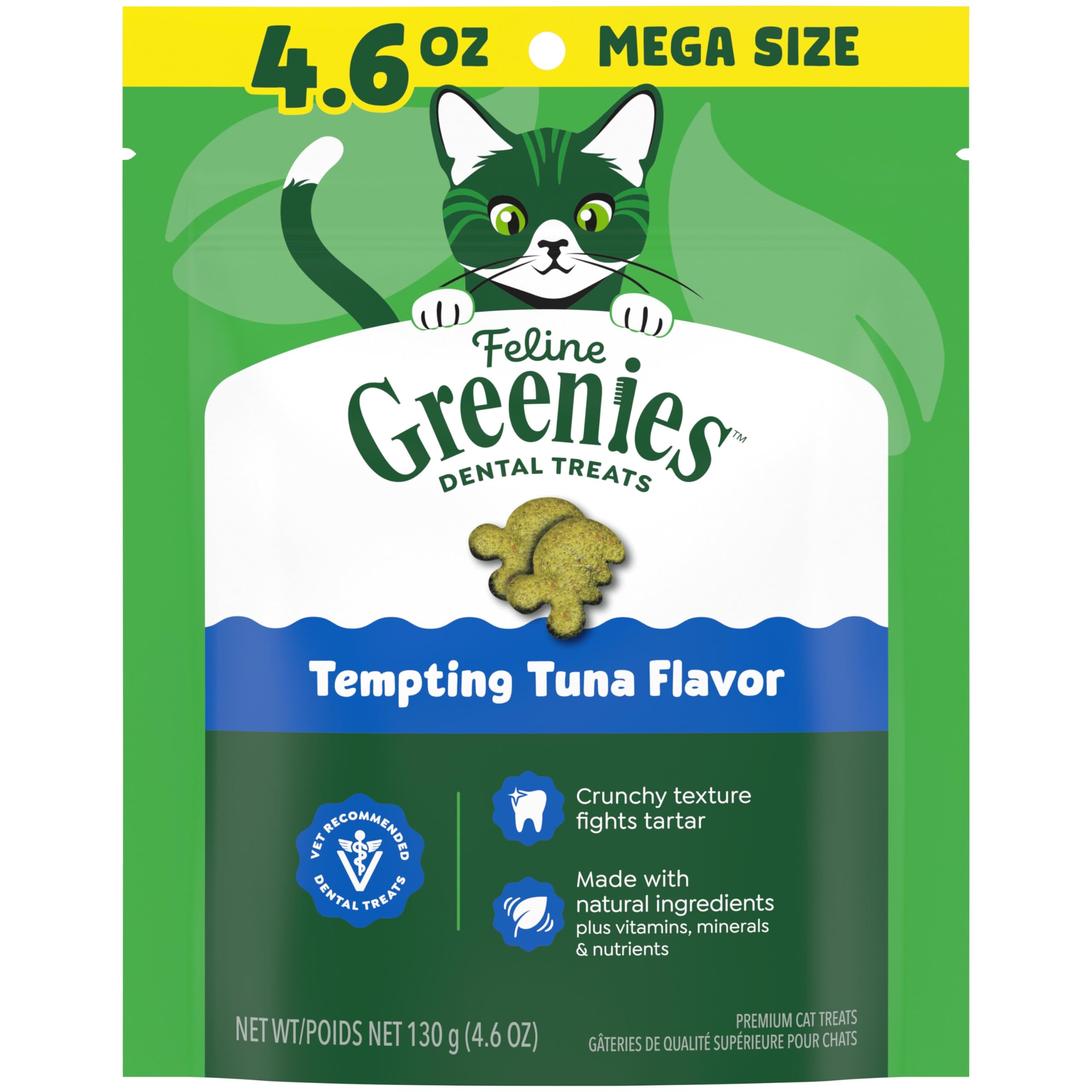 Feline Adult Natural Dental Care Cat Treats, Tempting Tuna Flavor, 4.6 oz. Pouch