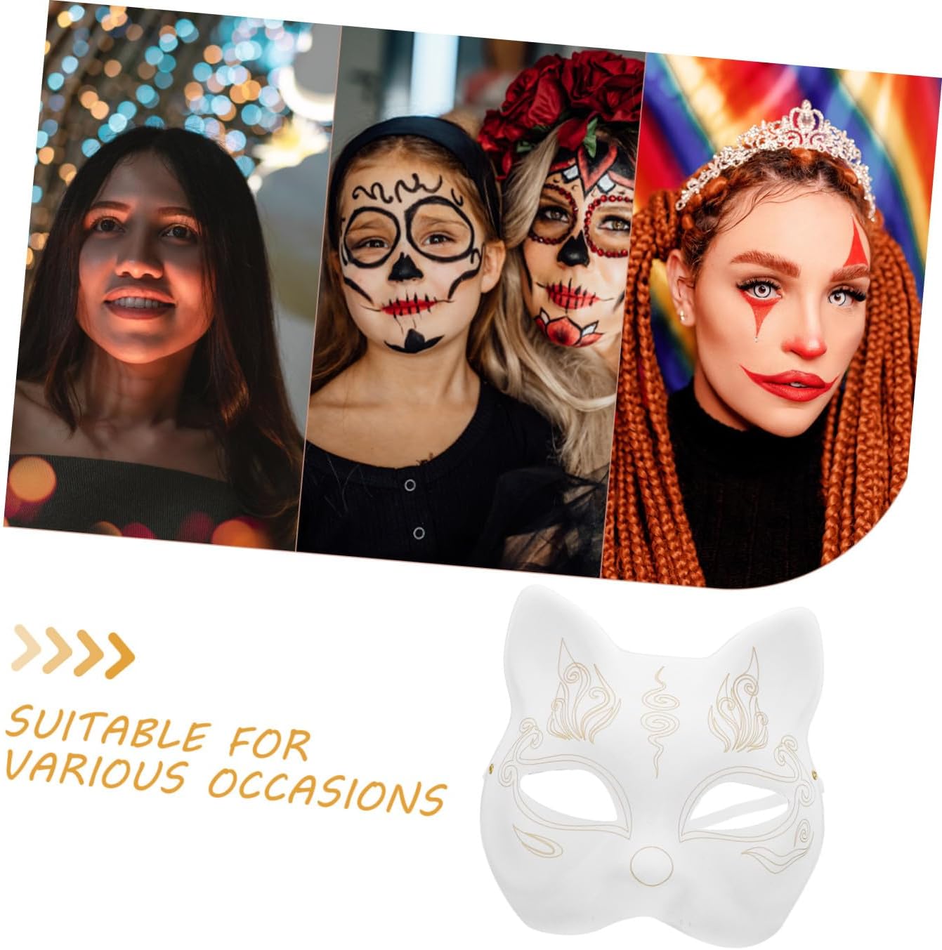 Diy Cat Mask Unpainted Paper Cat Mask Masquerade for Women Craft Blanks Party Blank s