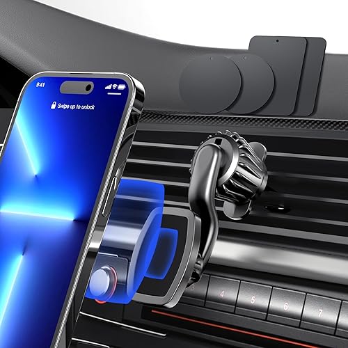 Soporte magnético para teléfono de automóvil, soporte de teléfono celular con clip mejorado, soporte de teléfono magnético fuerte de 360° para