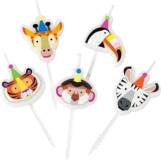 Talking Tables Party Safari Jungle Zoo Animal Birthday Cake Candles, Pack of 5, Wax Height 3cm, 1