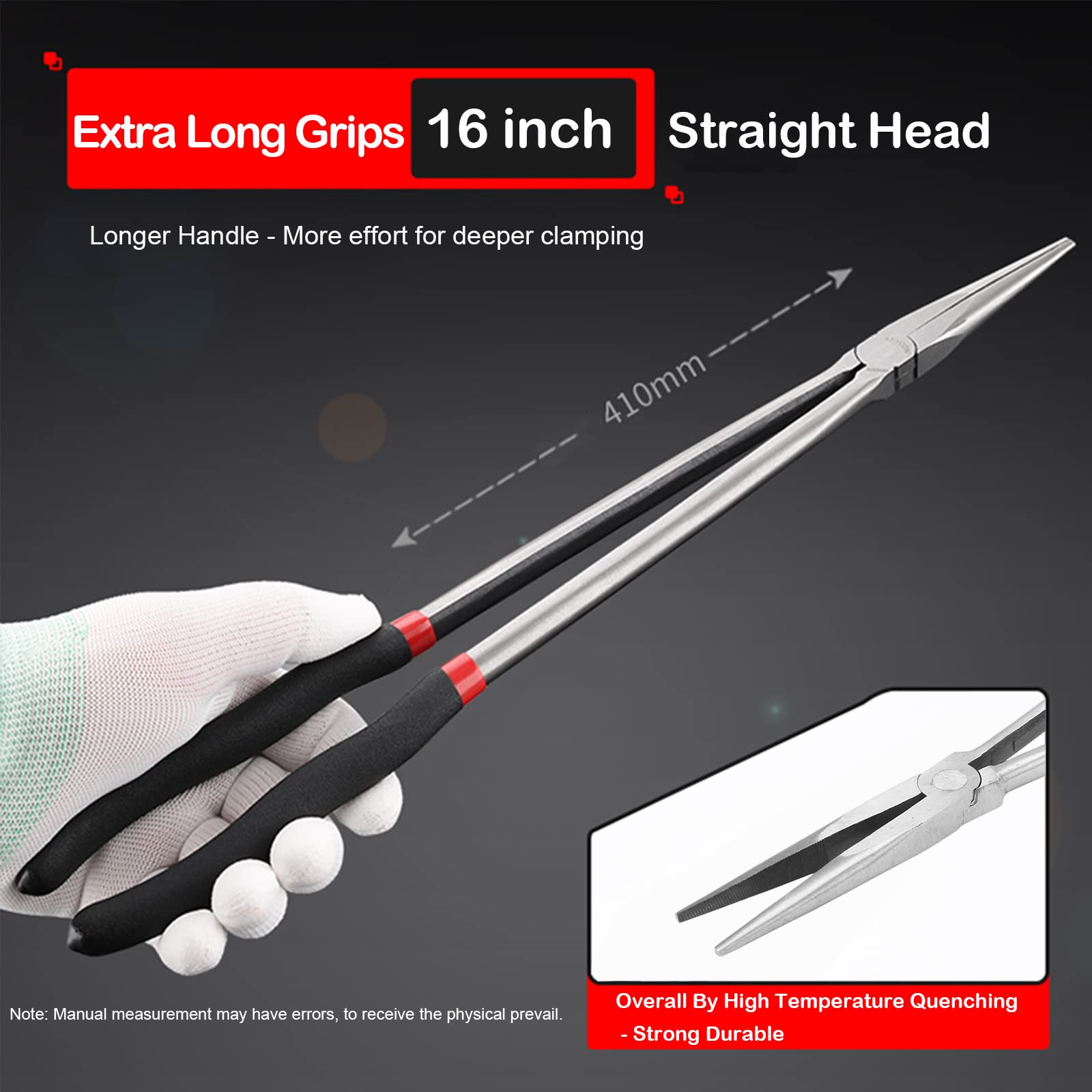 Extra Long Needle Nose Pliers 16 Inch – Long Reach Straight Tip Pliers For Tight Spaces, Car & Home Repairs - View #4
