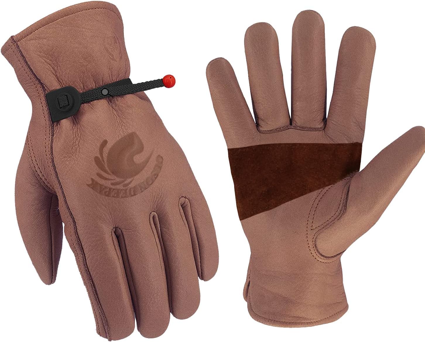 Gardening Gloves for Men and Women,Thorn Proof Cowhide Leather Gloves for Working,Welding,woodburner,Riding,Garden (Brown, L(Pack of1))…