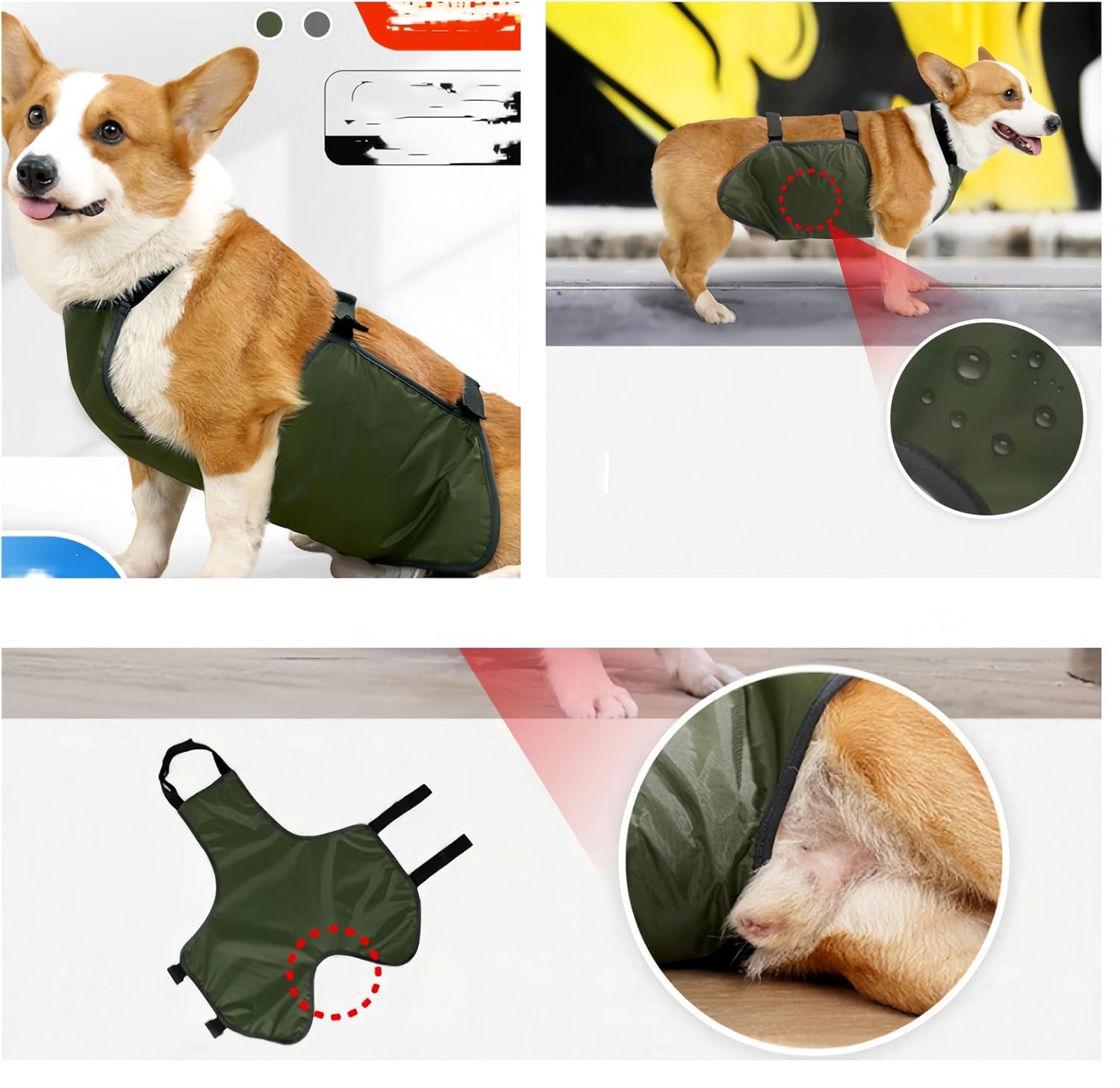 Gilet Rafraîchissant pour Chiens, Bavoir pour Chiens, Gilet chaud pour le Ventre d'animal de compagnie, Protection du Ventre du Chien, Bandeau pour le Ventre du Chien, Pet Belly Cover Transpiring