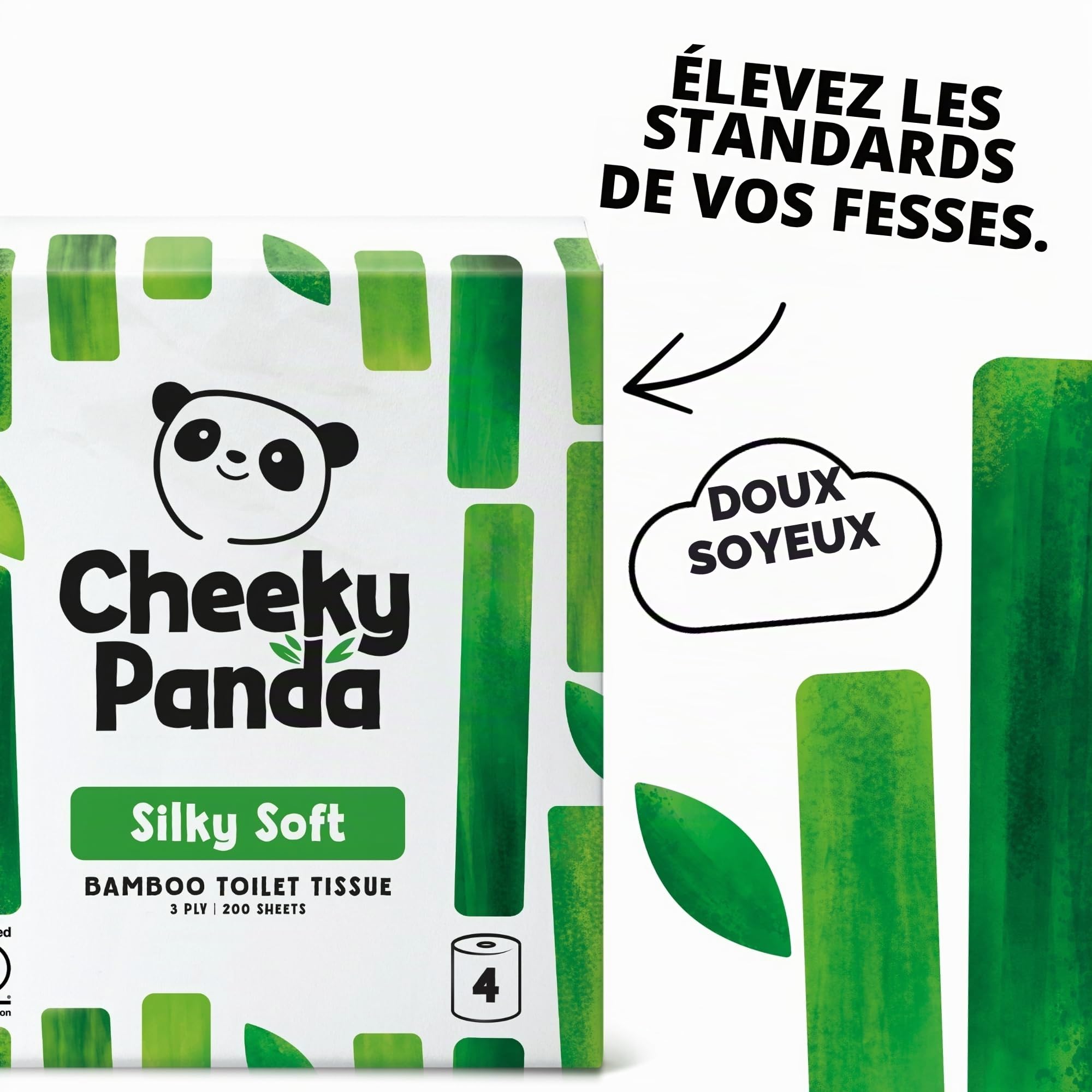 The Cheeky Panda Papier Toilette En Gros | 24 Rouleaux Papier WC Lot (6 x 4 Rouleaux) | 3 Epaisseurs Papier Hygiénique Bambou