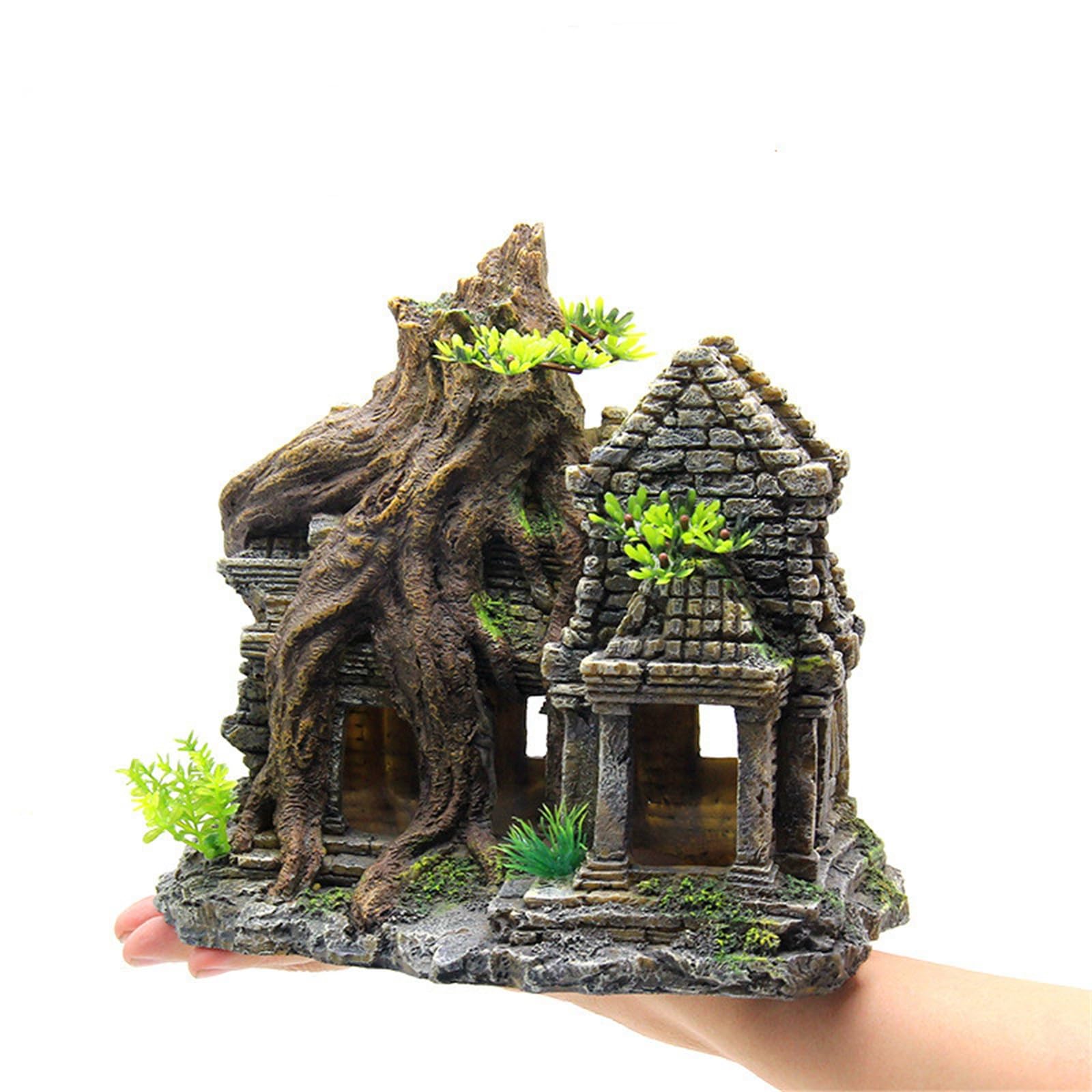 Decorazione Dell'acquario Creativo Acquario Arbusto Castello Pesce Gamberetti Nascondiglio Foro Ornamento Artigianale in Resina Naturale Accessori Dell'acquario