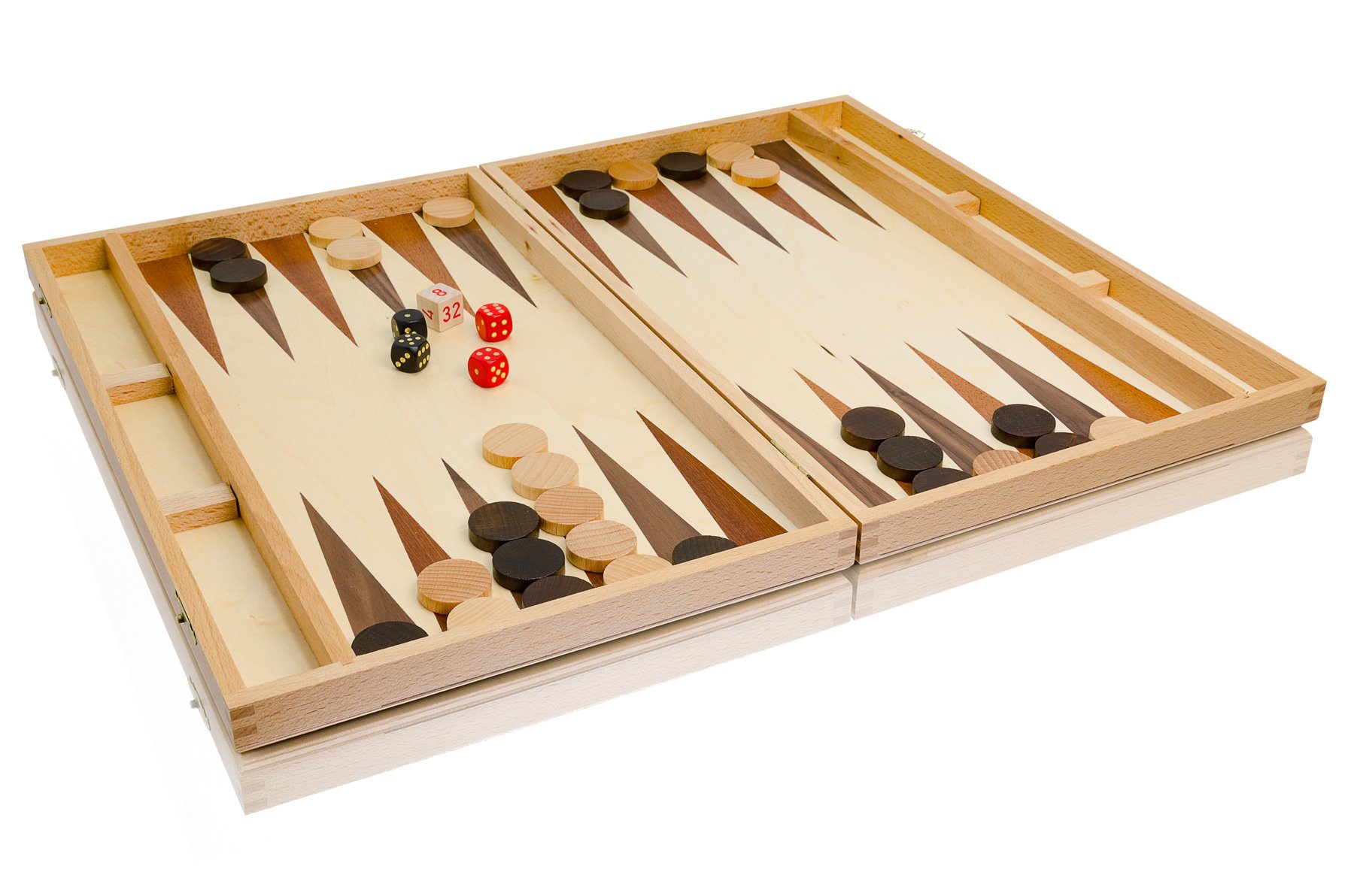 Cassetta Backgammon Legno da Viaggio 40 x 50 cm - Intarsiato Gioco da Tavolo di Faggio