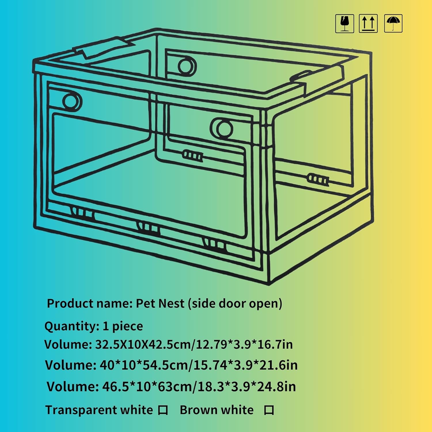 Pet Oxygen Chamber with Wheels, Folding Kitten Incubator Brooder Nursery, Breathable Visible Dog Incubator with Pet Urine Pad Mask Connection Valve，28L