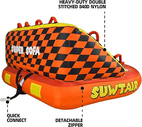 Miniatura 5 de SUWTAIR Tubos remolcables para navegación, tubo de tracción, tubos de súper sofá para barcos, tubo inflable para barco, puntos de remolque