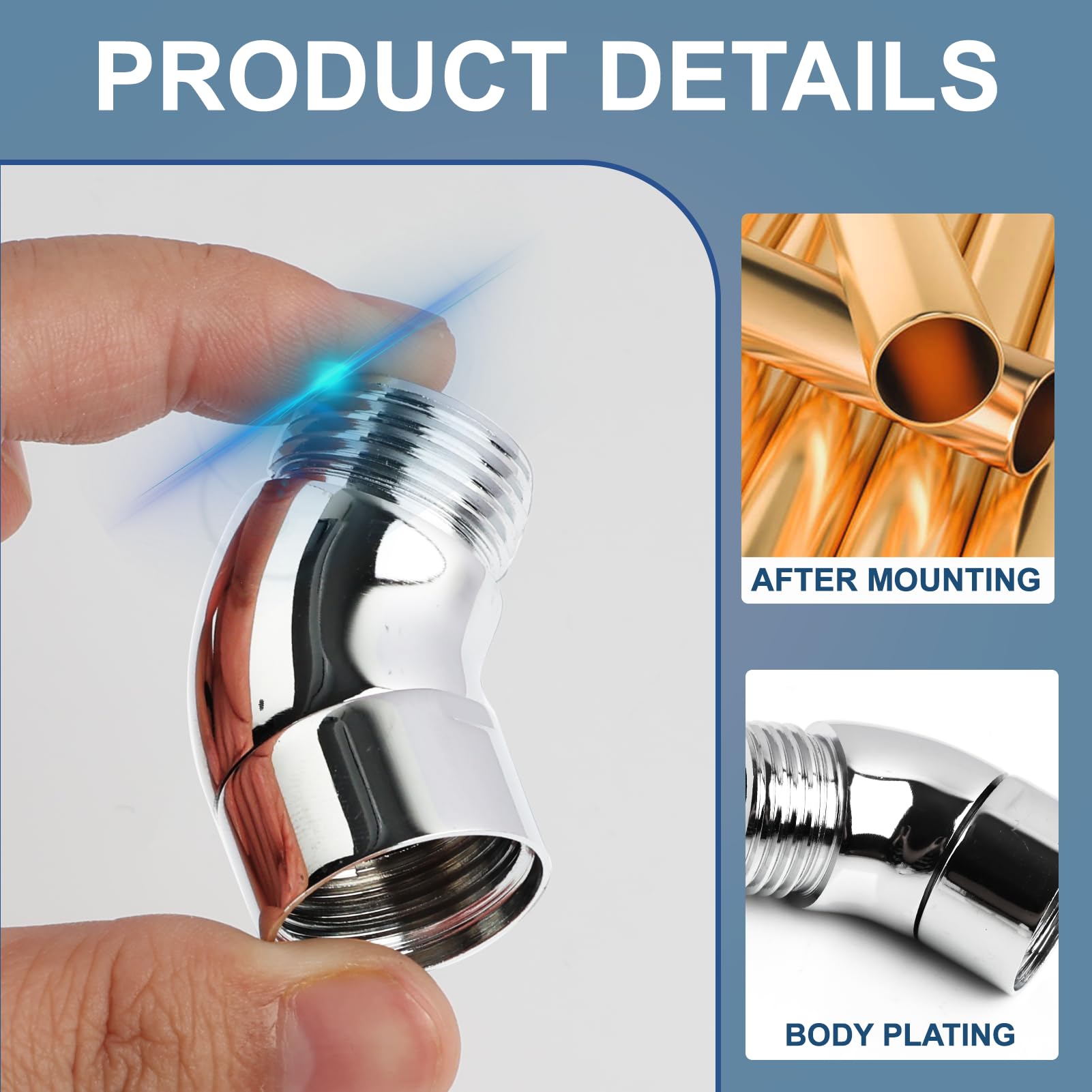 Shower Head Adapter Extension Arm Curved Hose Extender Connector - Image 4