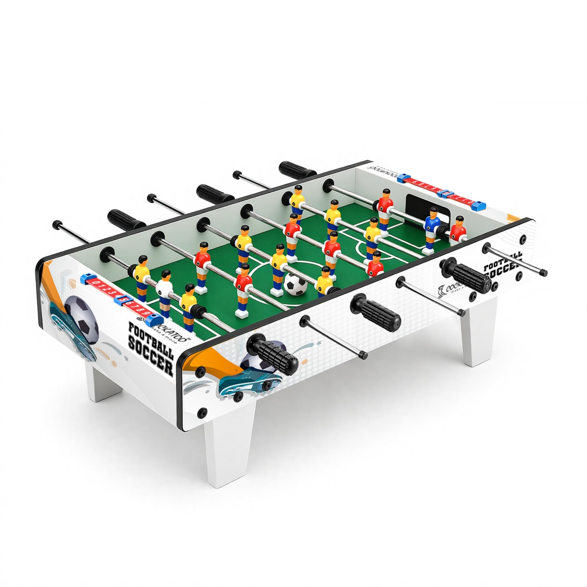 Cockatoo Plastic Material Indoor Soccer Game for Boys & Girls, Indoor Foosball Game with 6 Handles, 12 Players, 2 Balls, 2 Scorers and 2 Goal Box