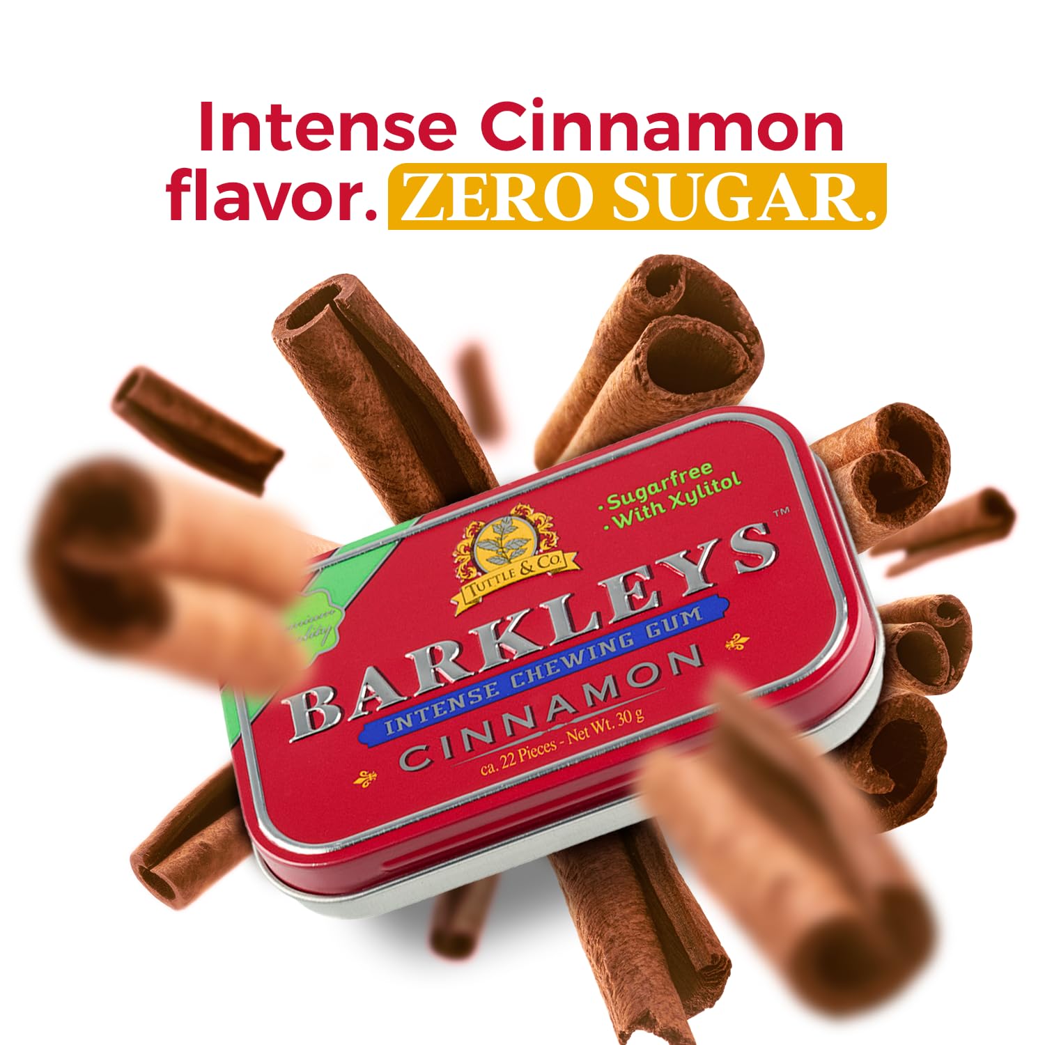 Gomme da Masticare Alla Cannella - Barkleys Cinnamon - Tuttle & Co. - Scatola di Metallo - 9 x 30 g