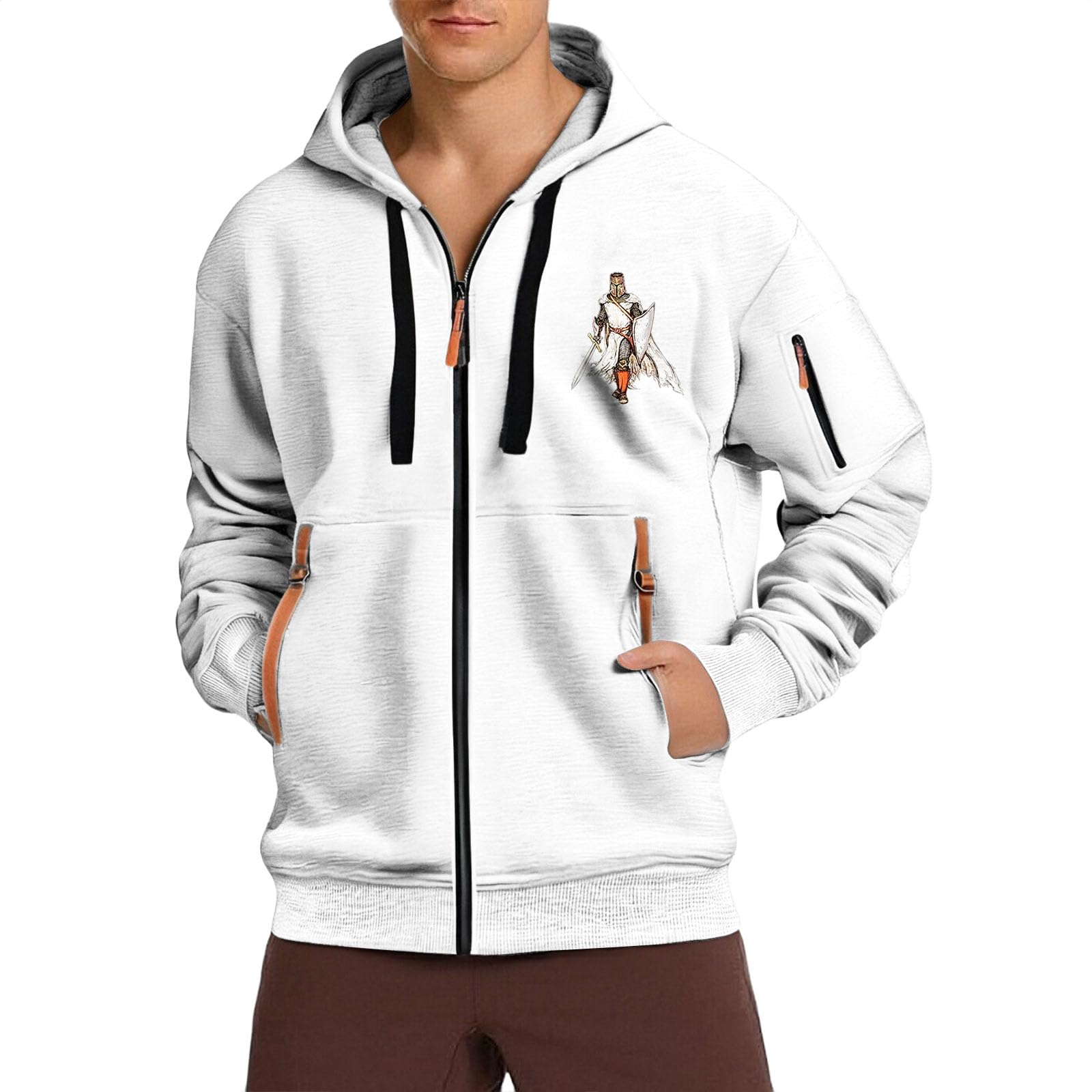 Sudadera con capucha para hombre con cremallera completa impresa