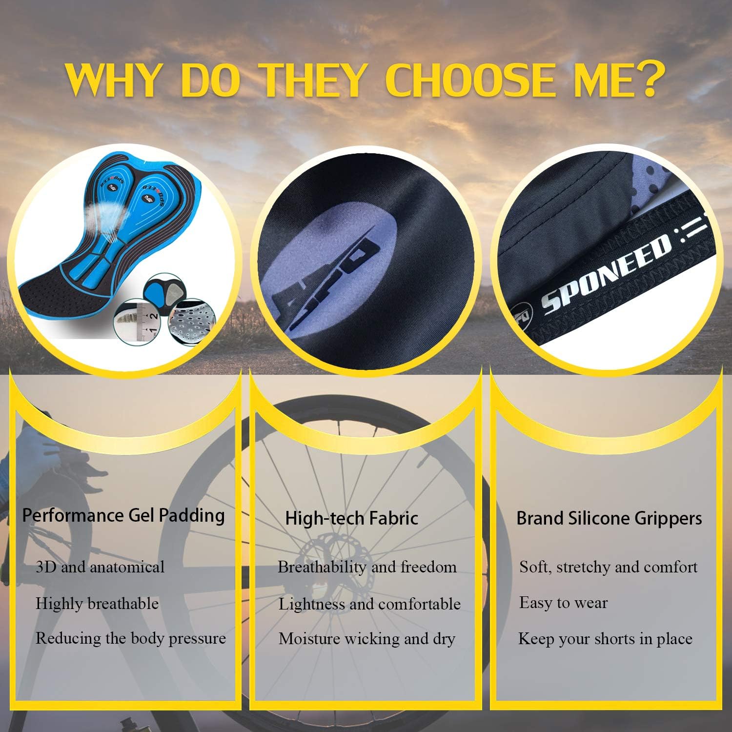 sponeed Men's Cycling Padded Shorts Men Bike Short Pants Cycle Spandex Tights Biking Wear - Image 5