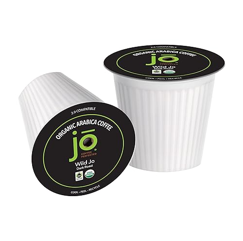 WILD JO 48 tazas de café orgánico tostado francés oscuro para cafeteras compatibles Keurig K-Cup, tazas de una sola porción de Fresh Seal, Bold