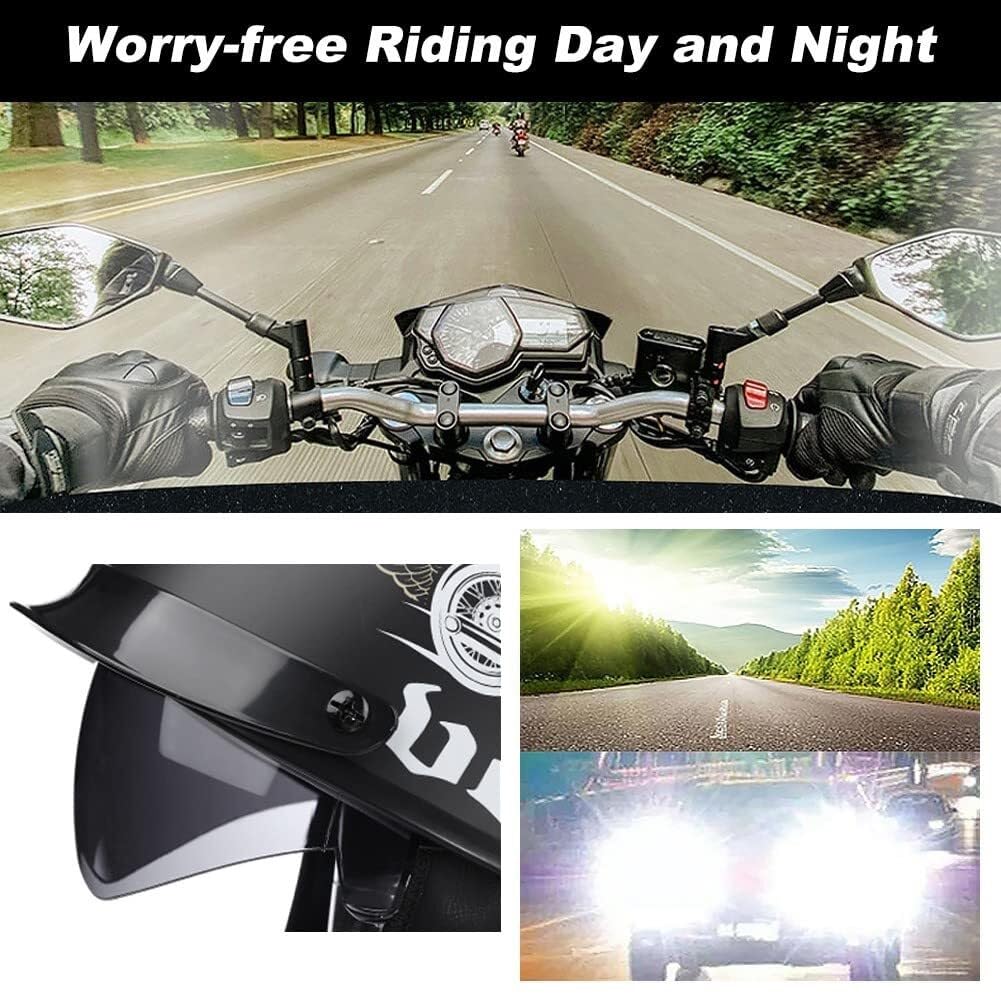 Motorrad Halbschalen Halbhelm mit Visier Halbschalenhelm Baseballmütze-Helm Czapka z daszkiem Motorradhelm Mit ECE-Zulassung Cruiser Chopper Kask do hulajnogi dla Bike Cruiser Chopper(4,XL=61~62