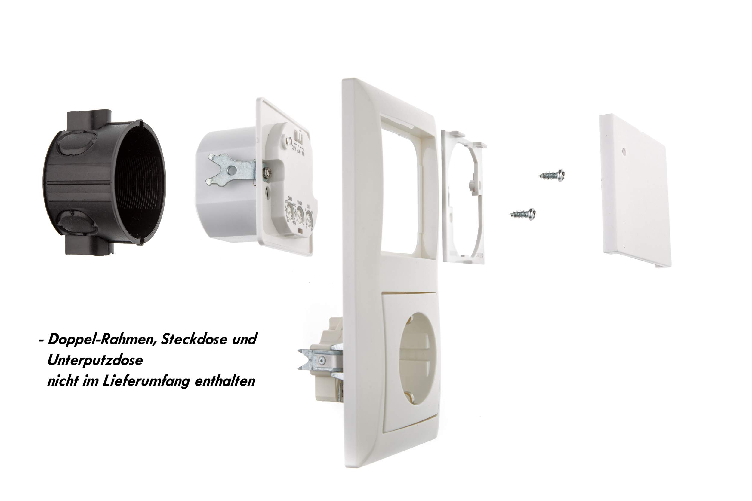 HUBER Motion 8HFR Hochfrequenz Bewegungsmelder UP 180° - LED geeignet, auch für Mehrfach-Rahmen [Nur Rahmenausschnitt 55x55mm], 3-Draht-Technik mit Relais